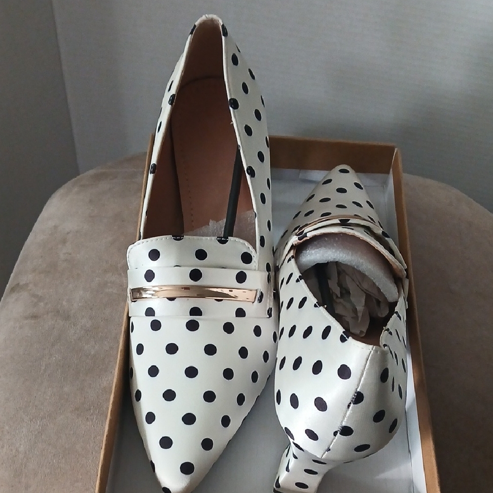 Polka Dot Pointed-Toe Slip-On Heels